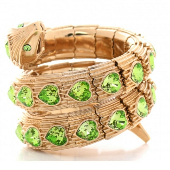 Gucci Crystal Heart Triple Wrap Snake Bracelet - Picture 6 of 12